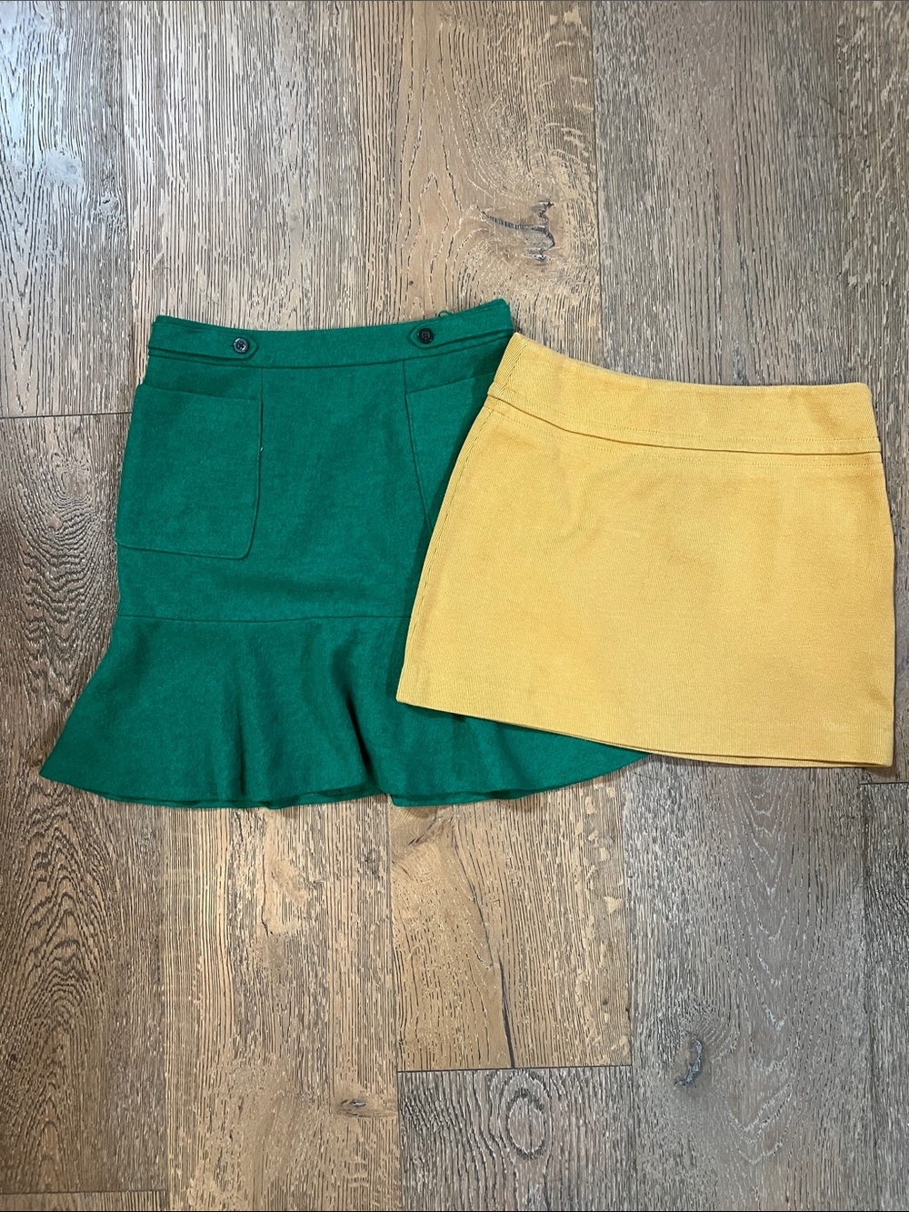 Green Peplum Skirt & Mustard Mini Skirt Bundle - Size 4